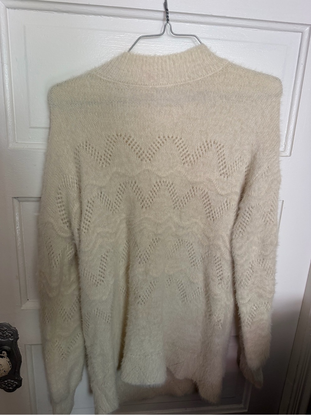 Women's Cream Open-Knit Cozy Sweater